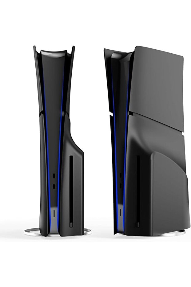 ألواح سوداء 5 في 1 لجهاز PS5 Slim الإصدار الرقمي والقرصي، غطاء جانبي مخصص لاستبدال لوحة الواجهة الجانبية