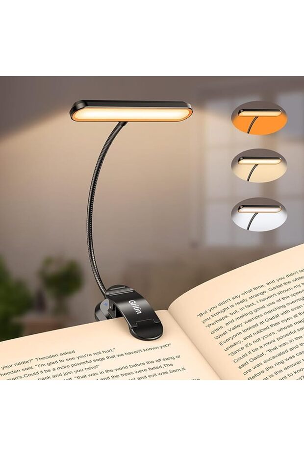 مصباح كتاب قابل لإعادة الشحن للقراءة في السرير مع 19 مصباح LED