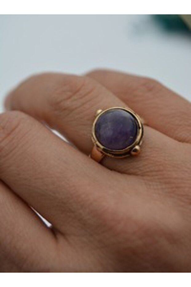Handmade Amethyst Stone Ring - Bronze Color -