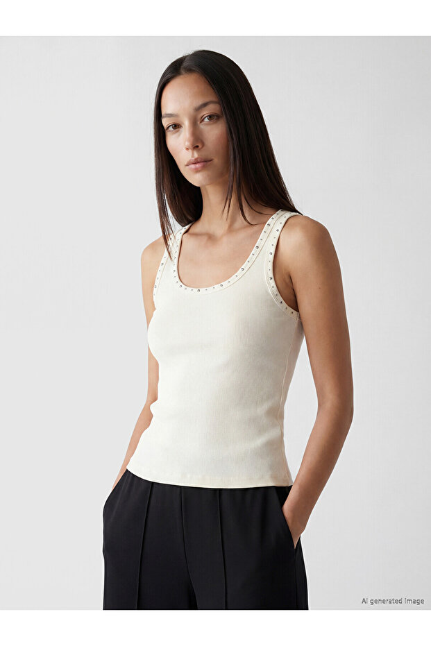 Nevavm U-Neck Women's Studded Tank Top with a Difference