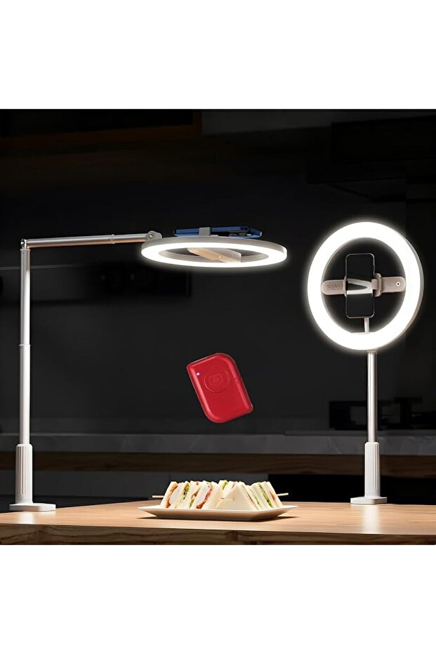 إصدار للمبتدئين: إضاءة حلقية LED للسيلفي مقاس 10 بوصات بقوة 7 واط مع حامل مكتبي وحامل هاتف لأجهزة آيفون