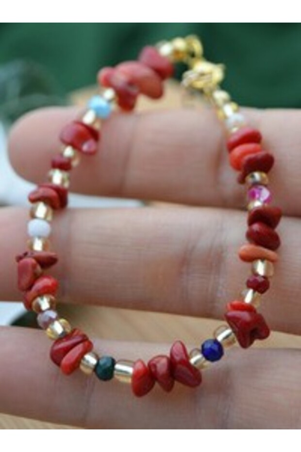 Coral Stone Bracelet - Red -