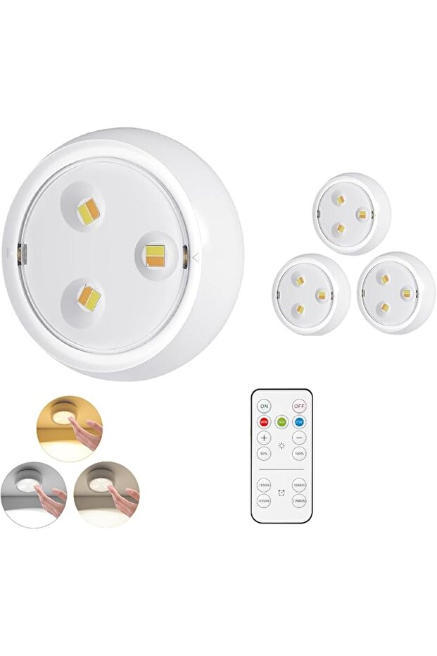 LED Puck Light (3Pack), Stick on Lights, Under Cabinet Lighting, Ideal for Kitchen Cabinets, Closets