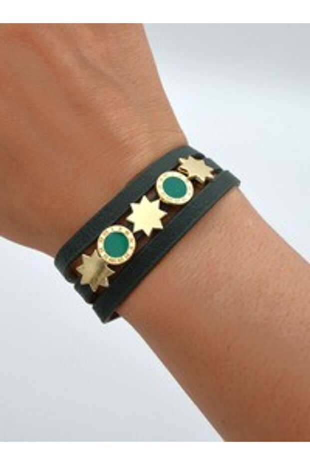 Three Row Leather Bracelet - Mixed Color -
