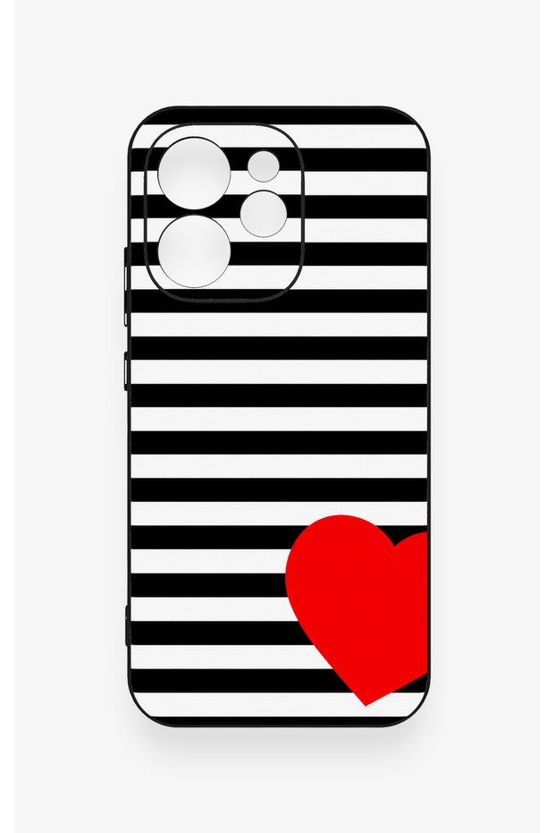 Oppo Reno 15 Pro 5g Compatible Striped Red Heart Pattern Silicone Case