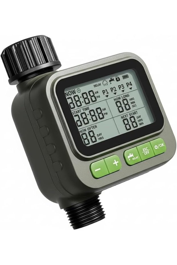 Water Timer for Garden Hose with 4 Programmable Watering Programs, Rain Delay, Manual Mode, Child Lo