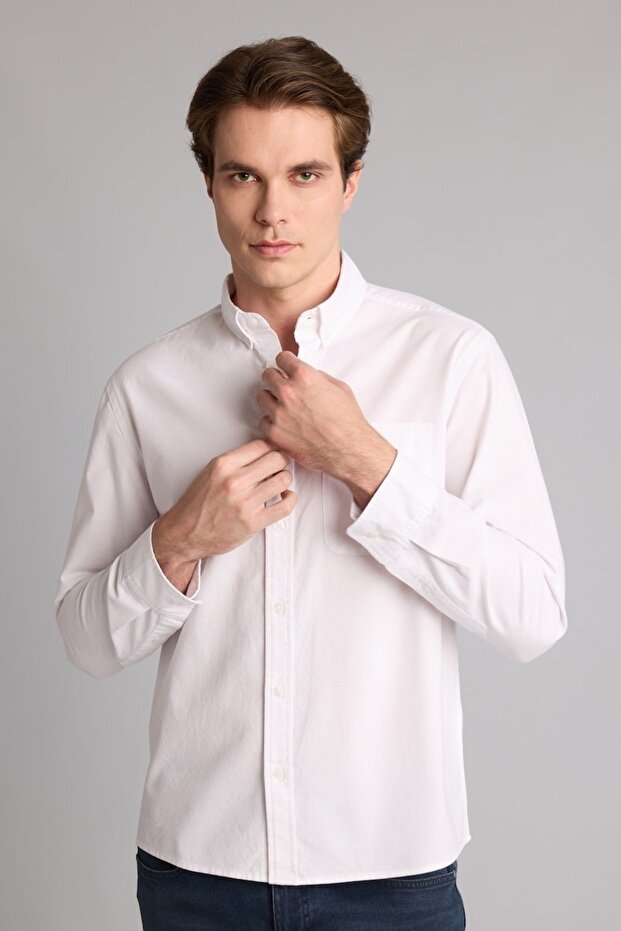 Long Sleeve Men's Shirt A8028Ax/Wt34 White