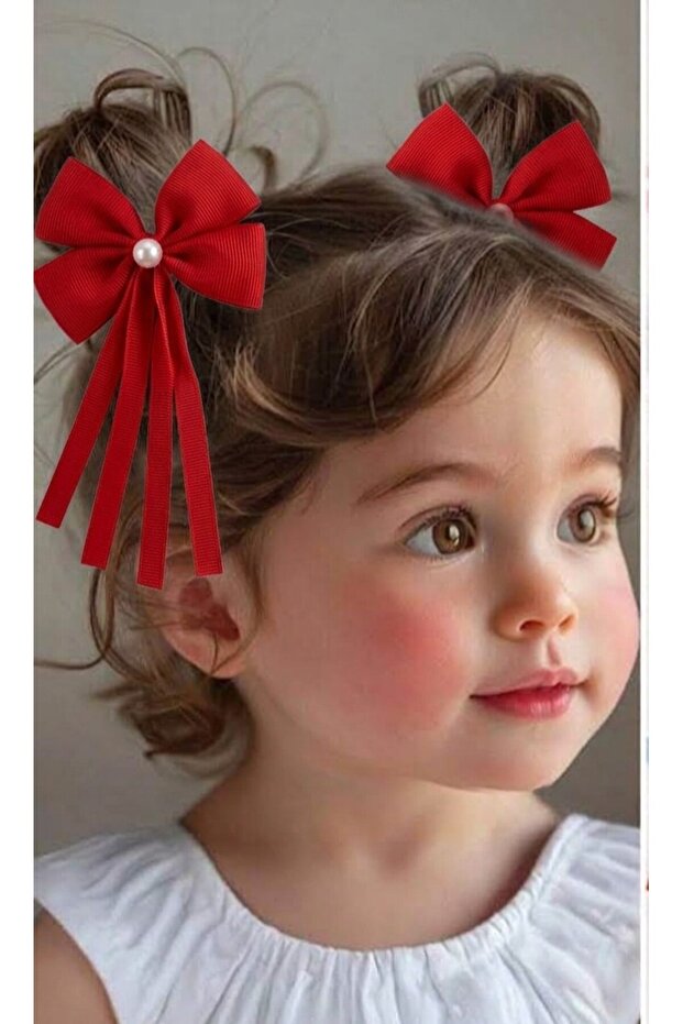 Girl's Pearl 2-Piece Double Bow Clip Hairpin