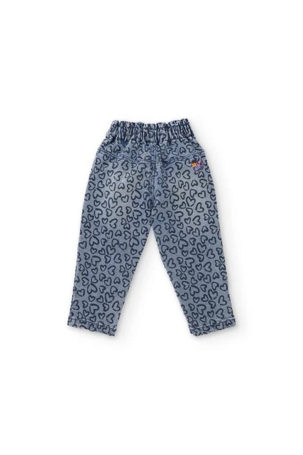 Girl's Jeans with Heart Pattern and Soft Fabric