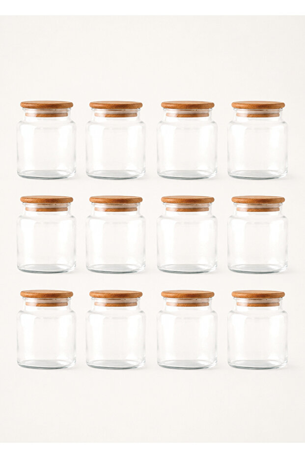 Joye Set of 12 Jars with Wooden Lids (635 Cc)