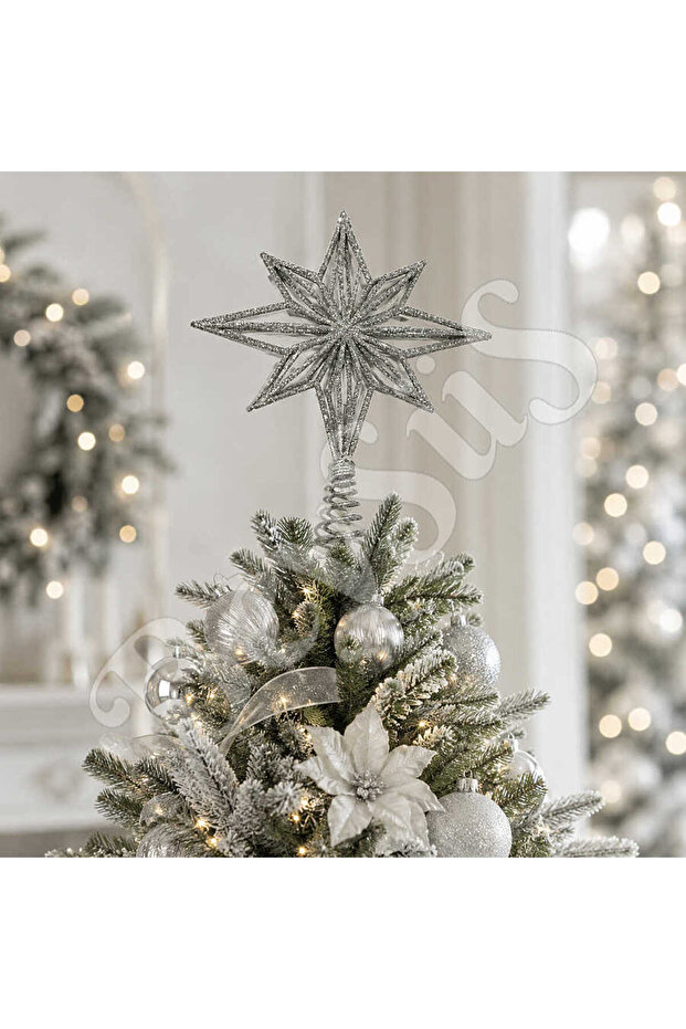 Christmas Tree Ornament Silver Pole Star