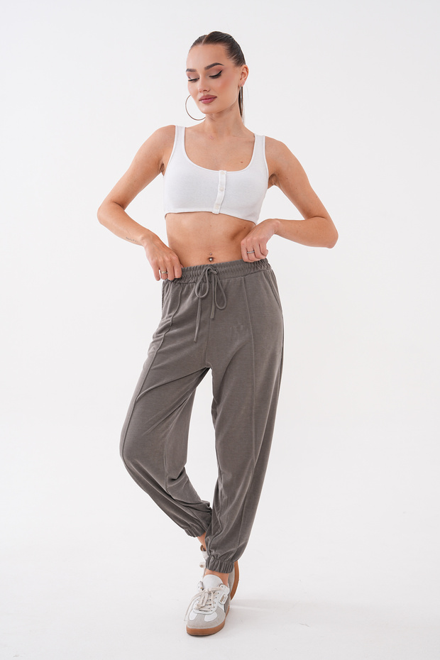 Paçasi Elastic Waist Pi̇ke Modal Pants