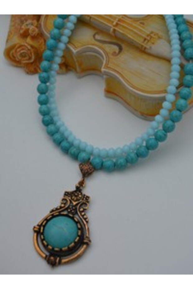 Cord Design Necklace - Turquoise -
