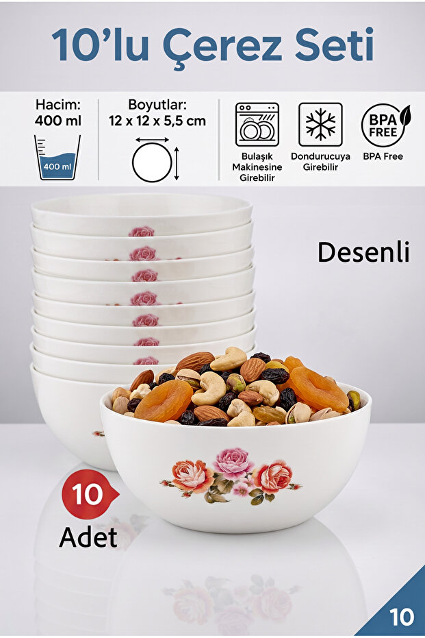 Patterned Bowl Snack Set 10 Pieces 400 ml
