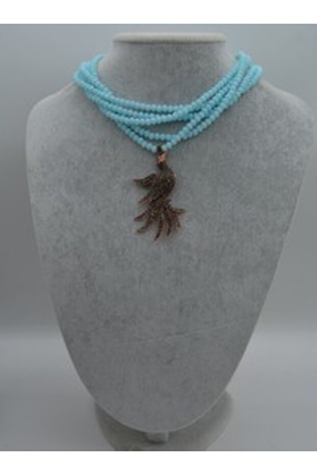 Peacock Design Necklace - Blue -
