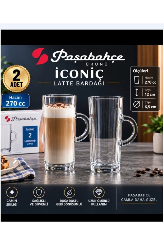 Iconic 2 Li Latte Cup 270Cc 55743 Orjin. It Is a Boxy Shape, 12 cm Long, 6.5 cm in Diameter, Thick and Long, Original and Stylish Product.