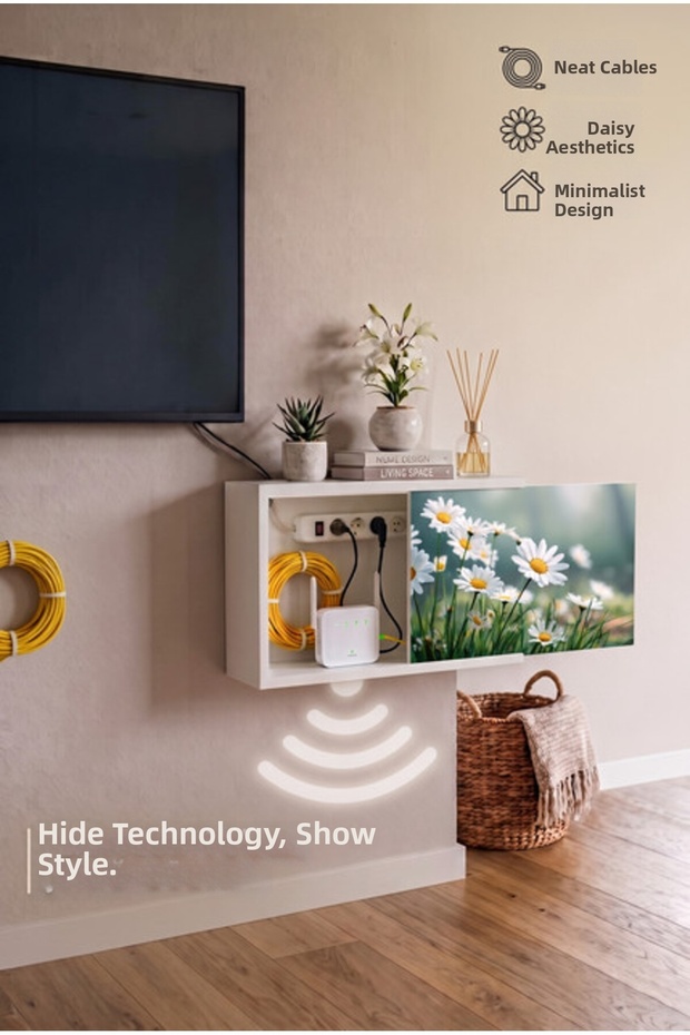 Nordic Wooden Fuse Box Storage Modem Hiding Concealer Wall Mounted Wifi Box Cable Rack