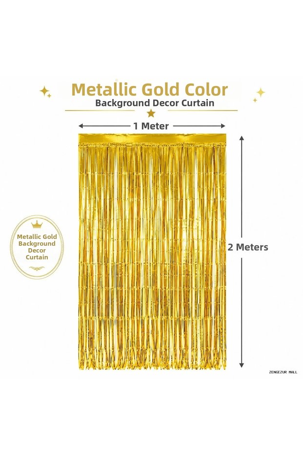 Zngzrmll Gold Metalized Party Curtain 100X200 cm – Door and Backdrop (101708) Background Curtain