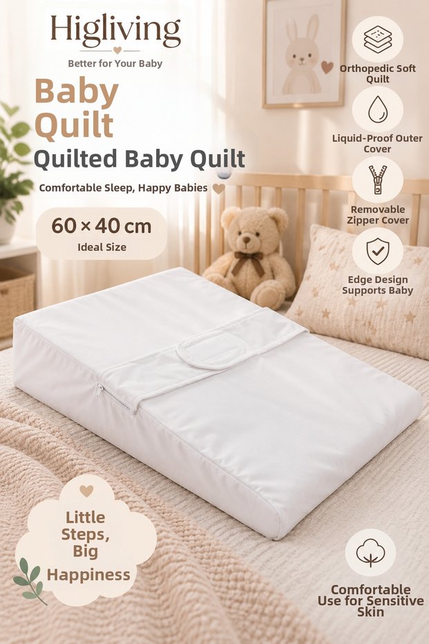 Baby Mattress + 60X40 cm + Orthopedic Soft Sponge + Liquid Proof + Zippered Cover.