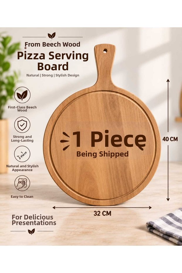 Presentation Tray with Handle, Serving Board, Breakfast Tray, Pizza Lahmacun Pita Tray 1 Piece