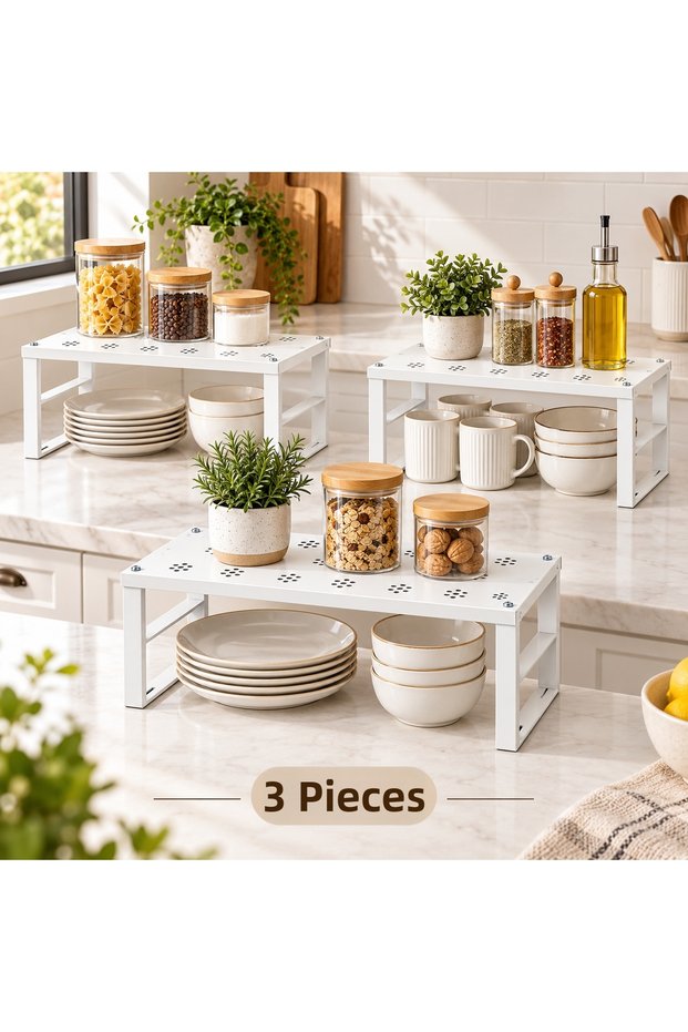 Metal Cabinet Shelf Organizer White Kitchen Refrigerator Organizer 31,5X13X16,5 cm