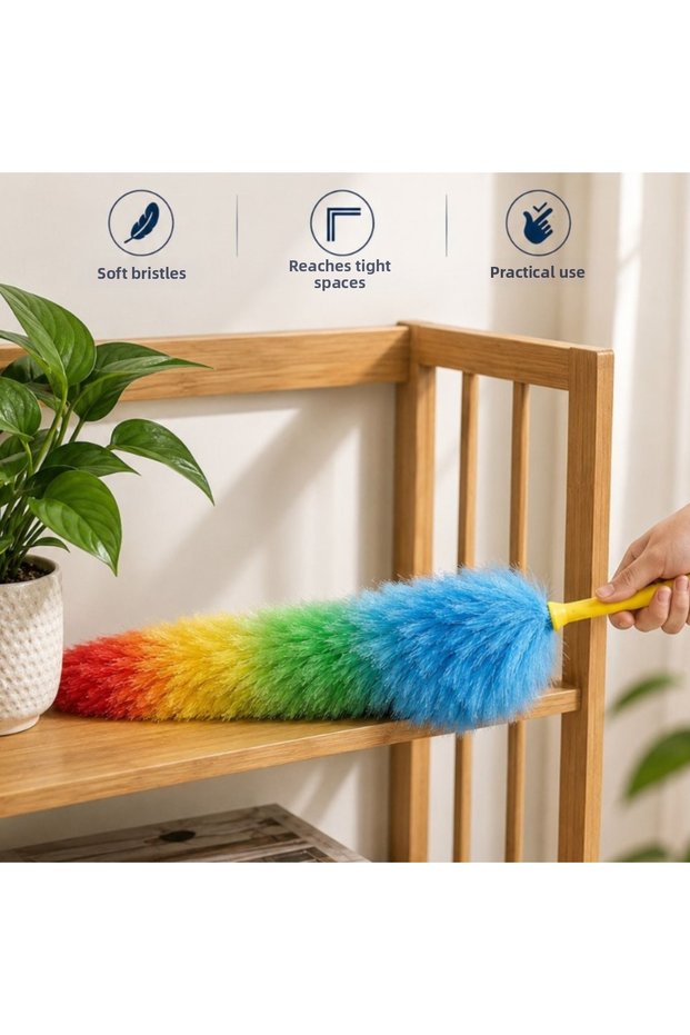 Dusting Brush - Colorful - with Plush Tassels - Practical