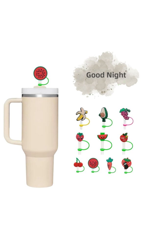 Thermos Compatible Straw Stopper Large Watermelon Round Tropical