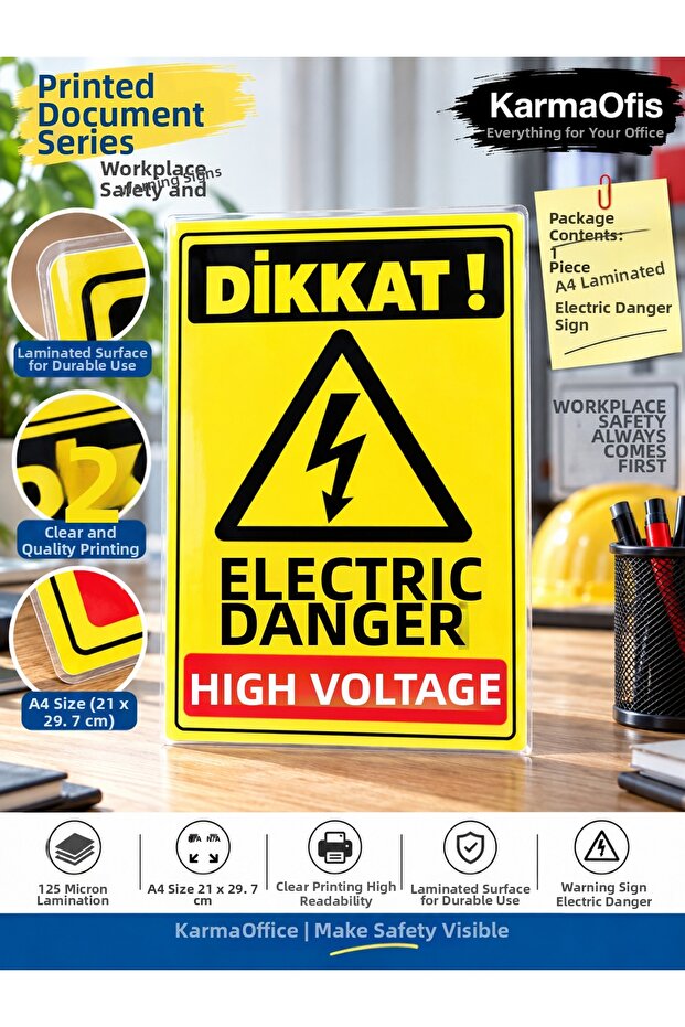 Electrical Hazard High Voltage Warning Sign A4 125 Micron Laminated – 1 Piece