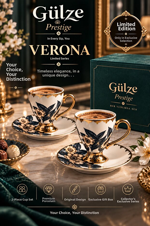 Prestige / Limited Series / Verona Model 2-Person Coffee Cup Set (Fine Bone Porcelain)