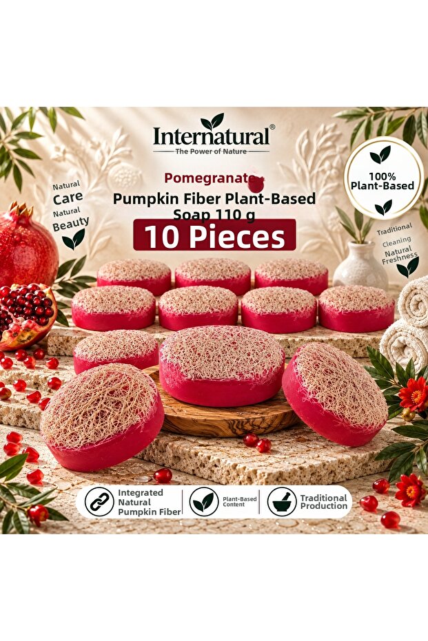 Internatural Pomegranate Pumpkin Fiber Herbal Soap 10 Pack (10 X 110 g)