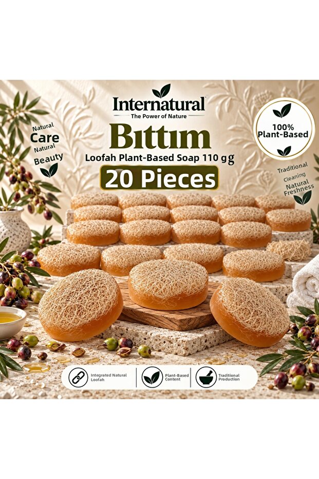 Internatural Bıttım Pumpkin Fiber Herbal Soap 20 Pack (20 X 110 g)
