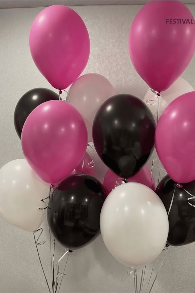 20-Piece Fuchsia Black and White Balloons Stylish Organization Baby Shower Birthday Party Celebration Decoration and Event Set