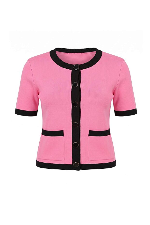 Pembe Kısa Kollu Crop Bluz TWOAW27BZ00251