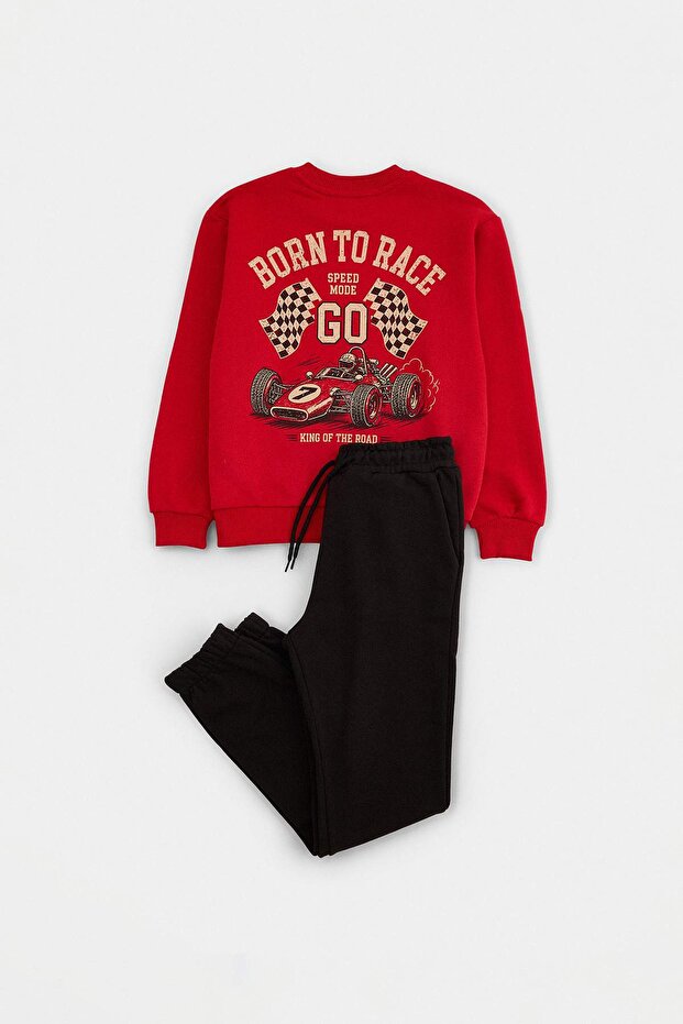 Red Printed Knitted Bottom - Top Set Tkdaw26Au00058
