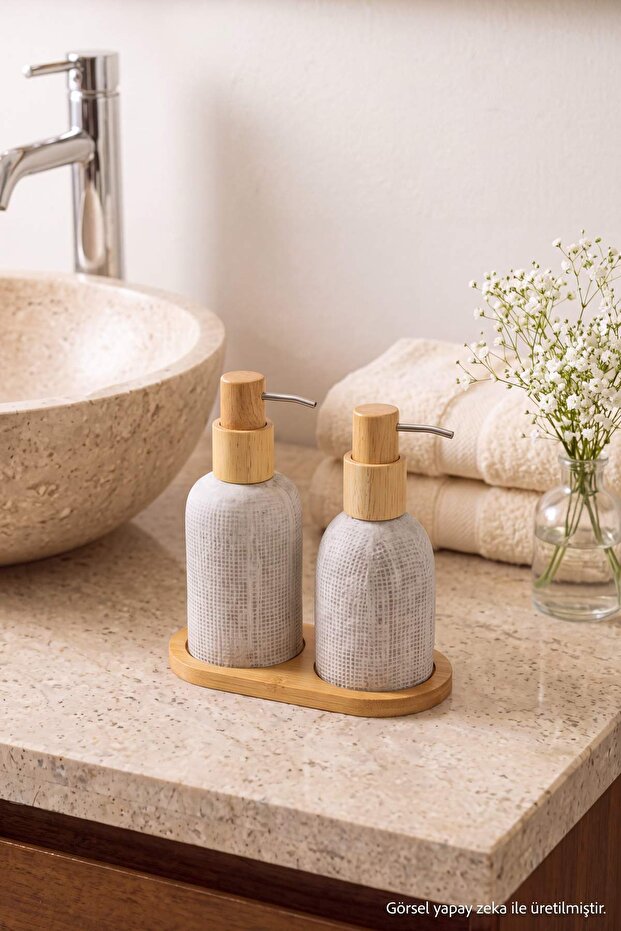 3 Piece Wooden Soap Dish Set with Plate Tdraw27Sbn00001
