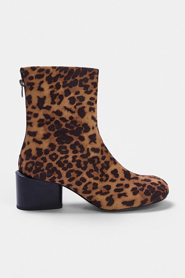 Leopard 6 cm Women's Block Heeled Boots Takaw27Bo00040