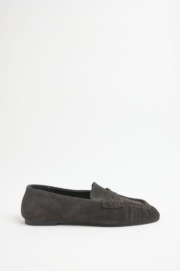Loafer 2510 - Black Smoked Women's Loafer with Real Leather Ruffle Detail