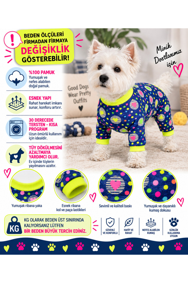 Small Breed Neon Points Dog Jumpsuit Dog Outfit (1-10kg)