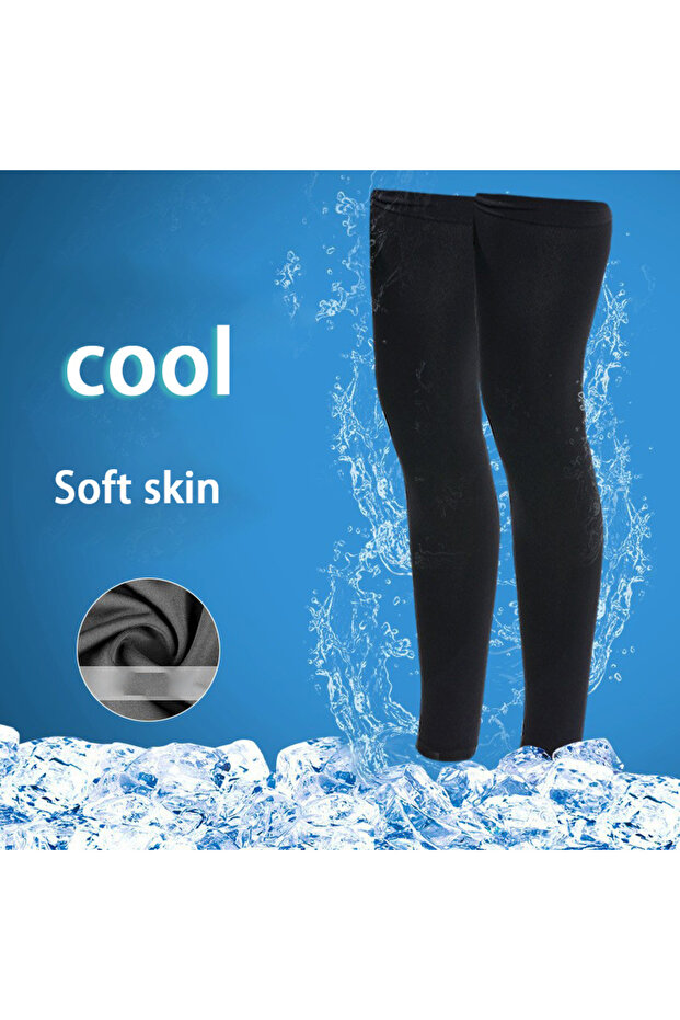 black Summer Sun Protection Leg Cover High Elastic Breathable Quick-Drying Silicone Anti-Slip Cyclin