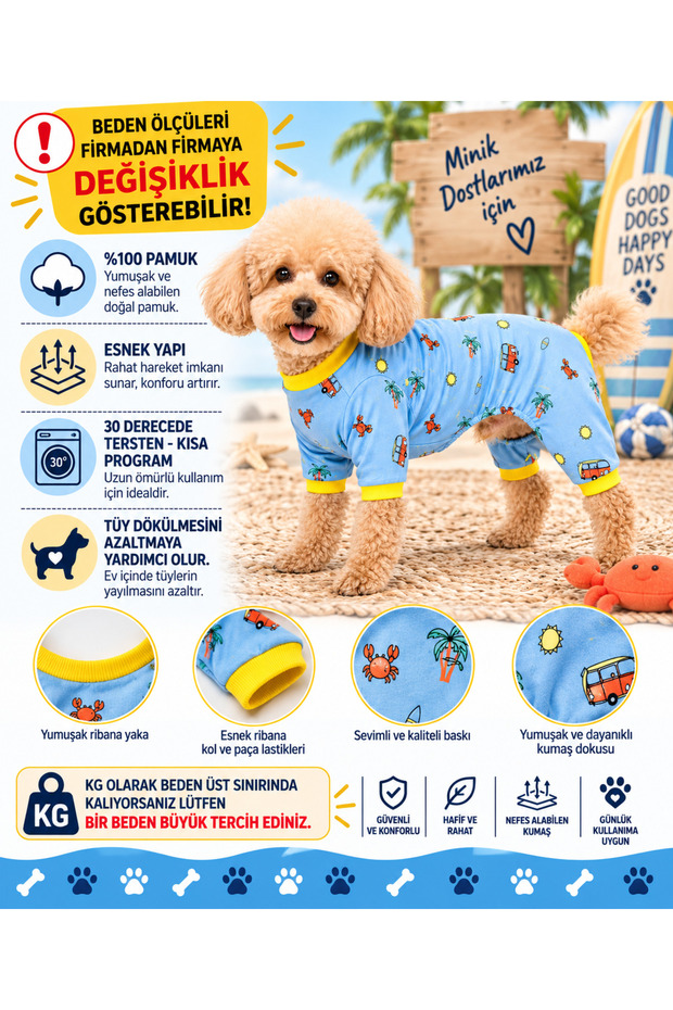 Small Breed Summer Vibes Dog Jumpsuit Cat Outfit Dog Outfit (1-10kg)