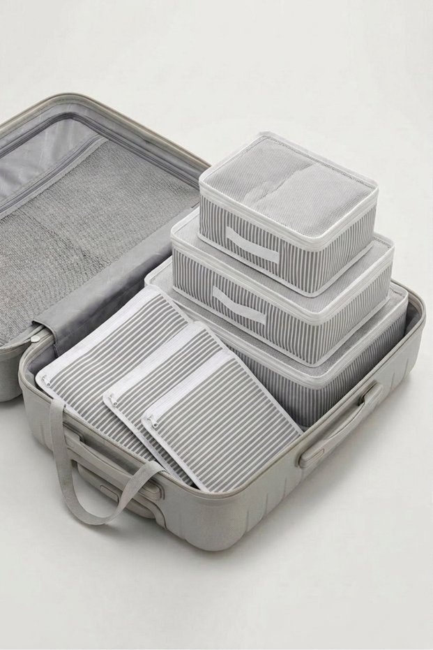 6-Piece Striped Baby Hospital Discharge Luggage Organizer Set