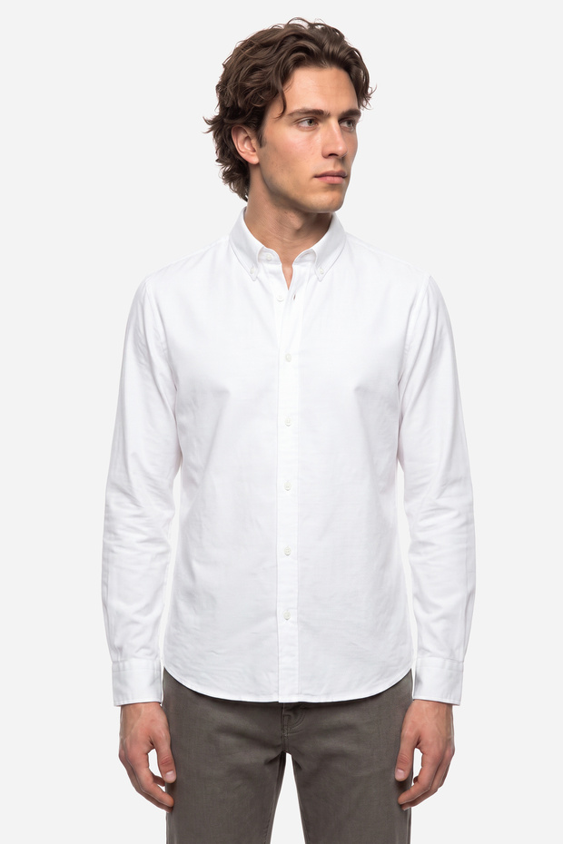 Men's White Regular Fit Long Sleeve Shirt