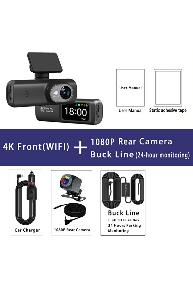 CT05-1080P Rear-BL Dash Cam 4K 3840*2160P GPS WIFI Car DVR Front and Rear Dual Lens Auto Car Camera