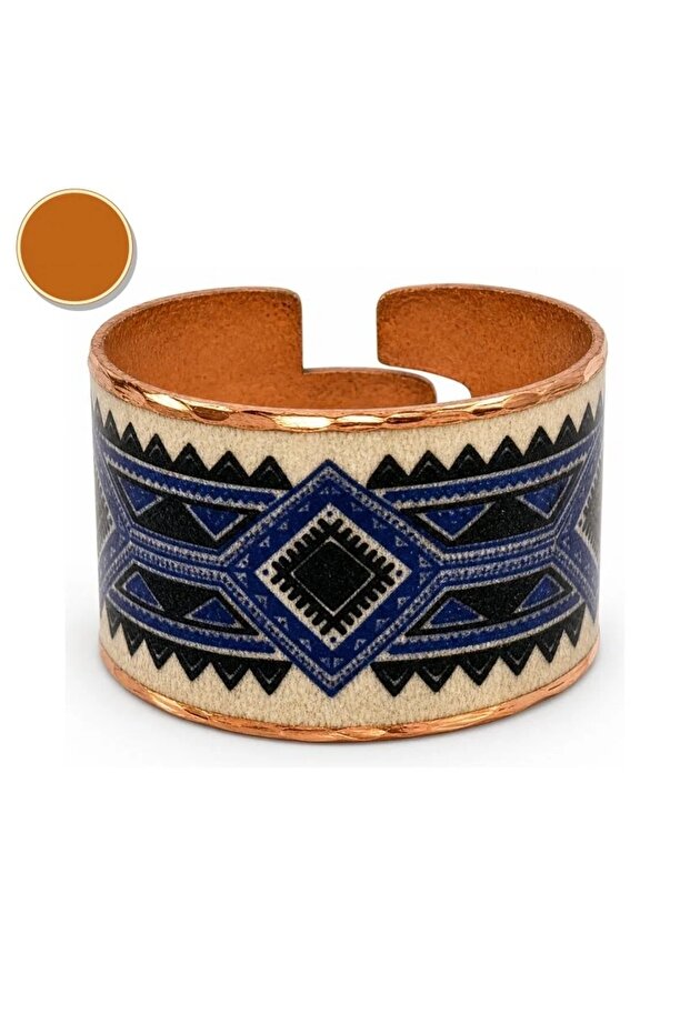 Black copper baklava thick copper ring, adjustable