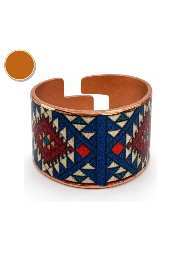 Red navy blue ottoman thick copper ring, adjustable