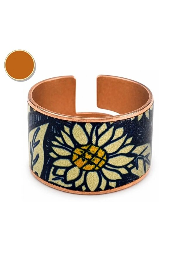 Navy blue thin rumi thick copper ring, adjustable