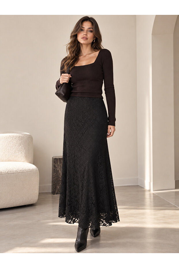 Lace High-Waisted Elastic Comfortable Skirt