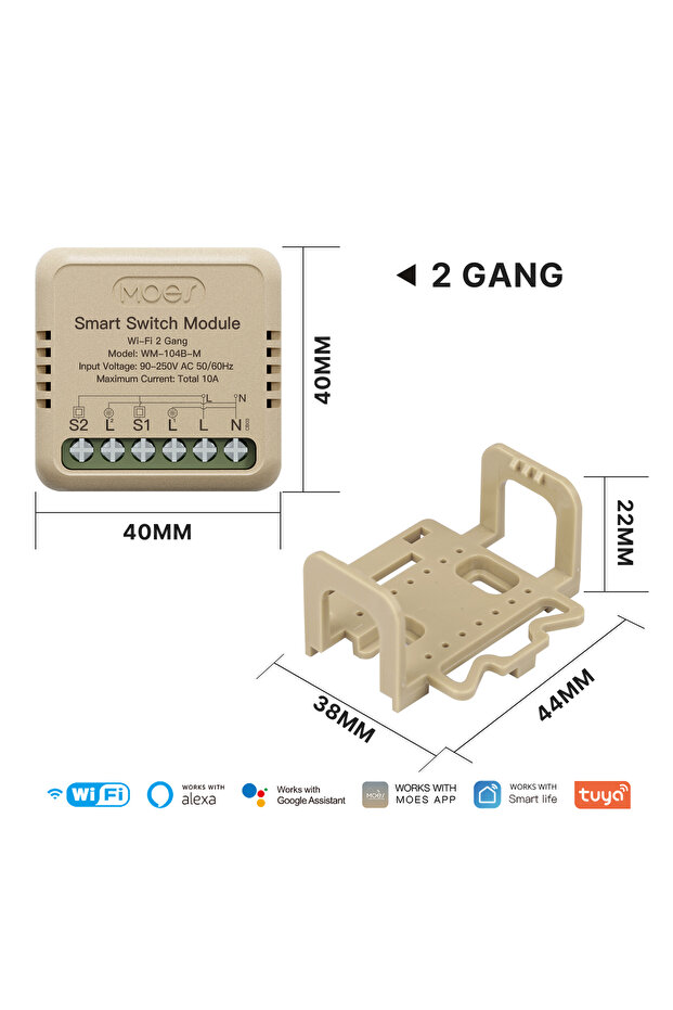 MOES Wifi 2 gang Switch MOES Tuya Mini Smart Switch DIY Module WiFi Zigbee Light Switch 1/2 Gang APP