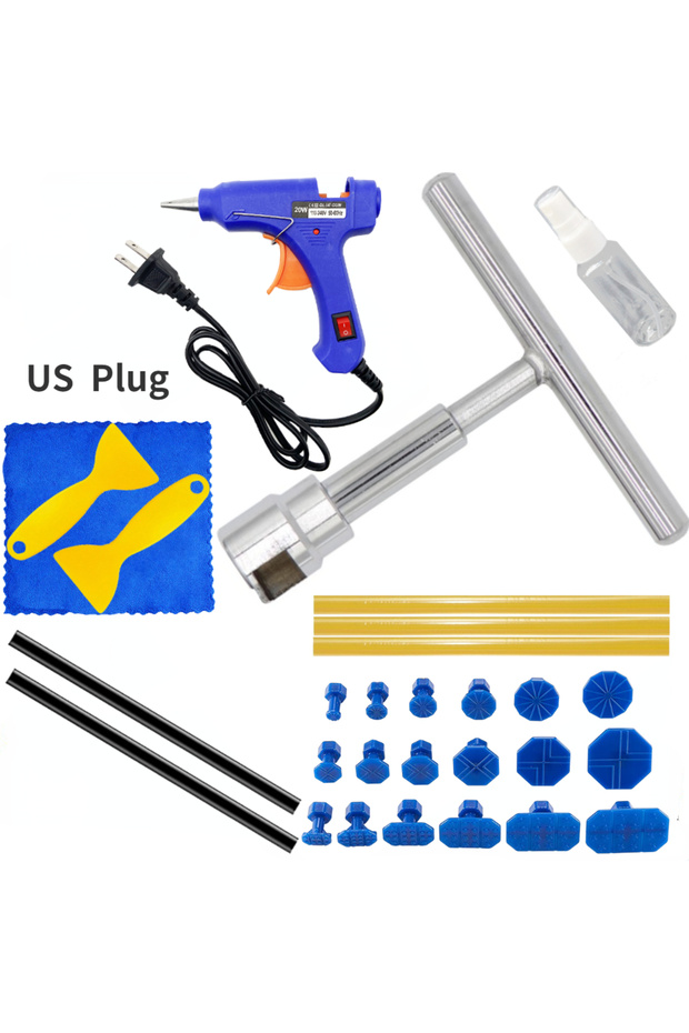 29Pcs(US Plug) New Car Dent Puller Repair Tools Set Body T-Bar Dent Remover Sheet Metal Multiple Siz