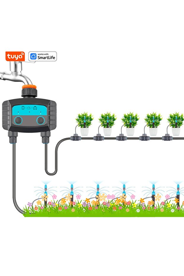 BLE-2Way water timer 1PCS Tuya Smart Sprinkler Timer ,Dual Bluetooth Garden Hose Watering System, Ou